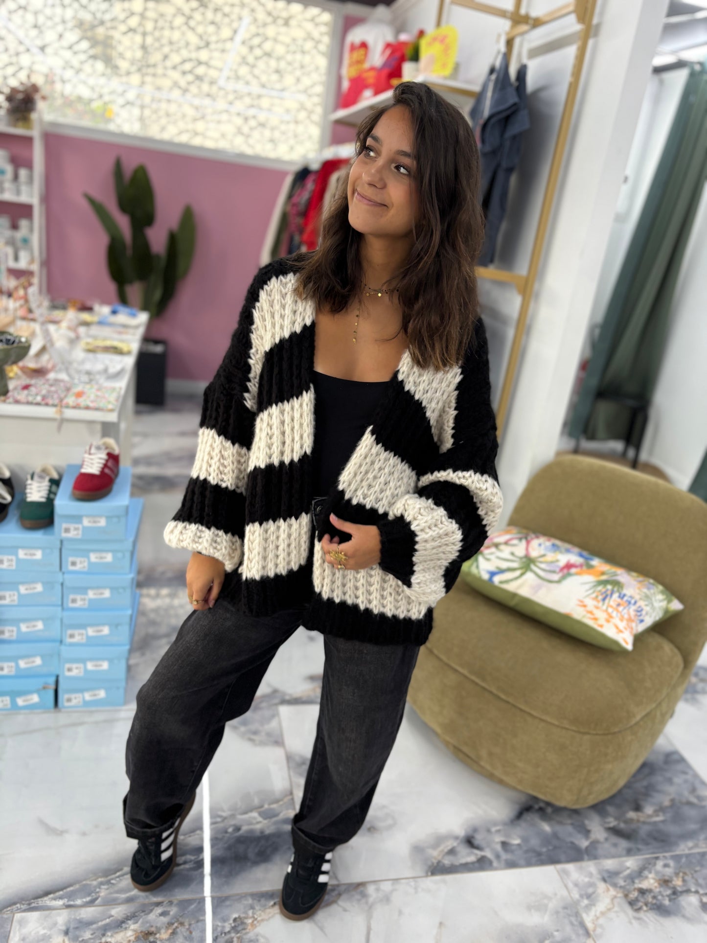 Gilet BONNIE noir/ecru