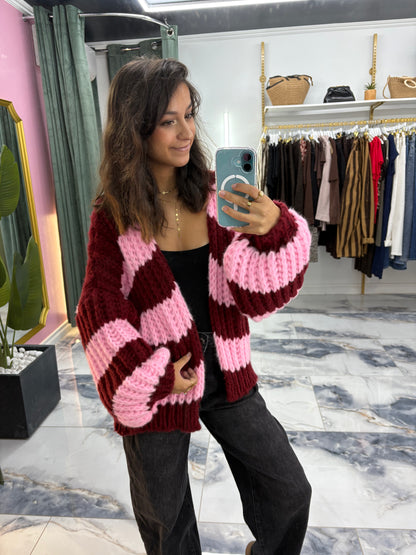 Gilet BONNIE bordeaux/rose