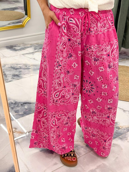 Pantalon LISA bandana Fushia coton