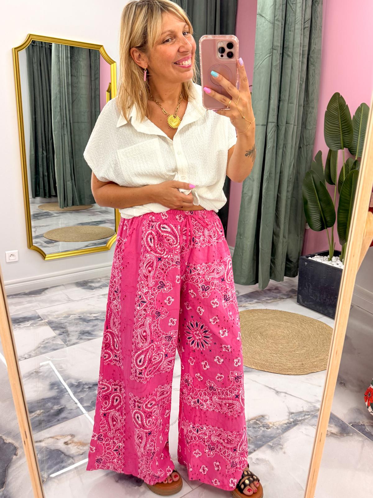 Pantalon LISA bandana Fushia coton