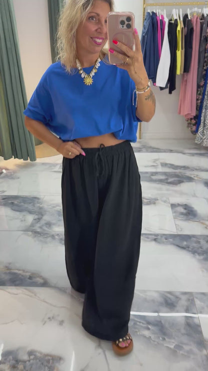 Pantalon JEANNETTE gaze de coton noir