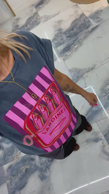 T-shirt SARDINES gris Fushia