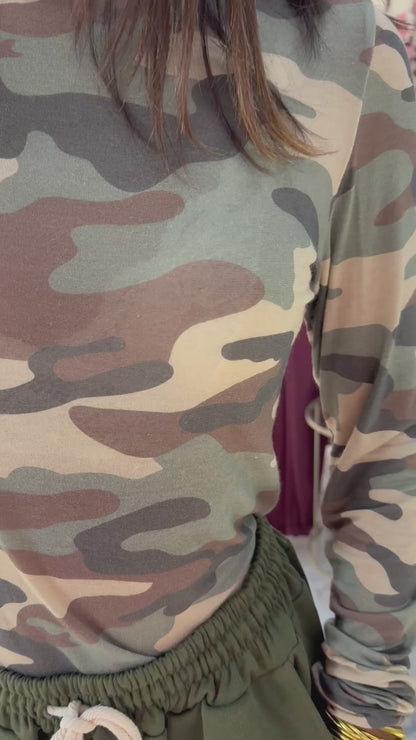 Top CACHEMIRE camouflage kaki