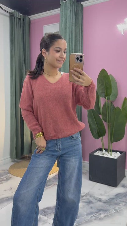 Pull COCO alpaga bois de rose