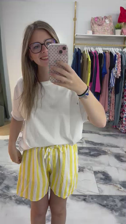 Short ÉVASION gaze de coton rayures jaune