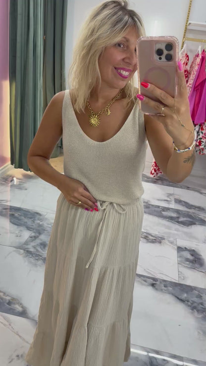 Jupe GARANCE gaze de coton beige