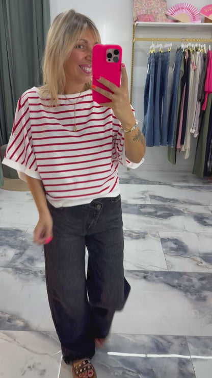 T-shirt BELLE ÎLE rouge/blanc
