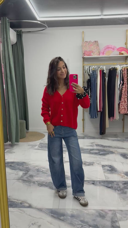 Gilet col V EMMY rouge