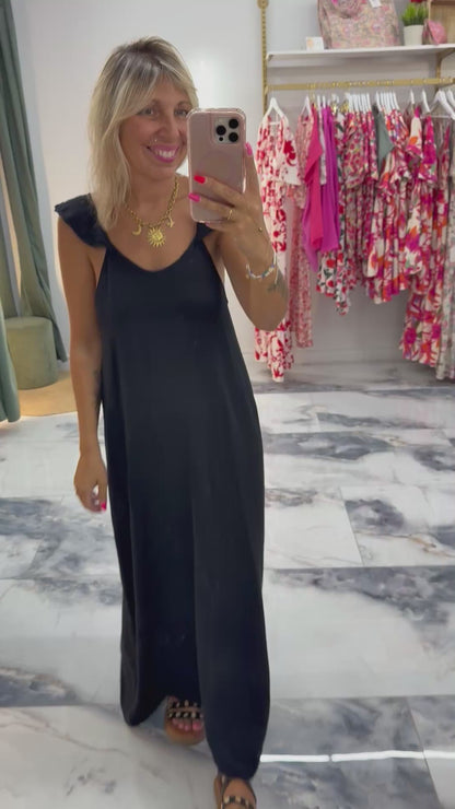 Robe SELENE gaze de coton noir