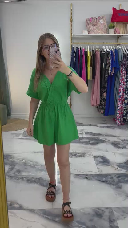 Combishort SANDY gaze de coton vert Gucci