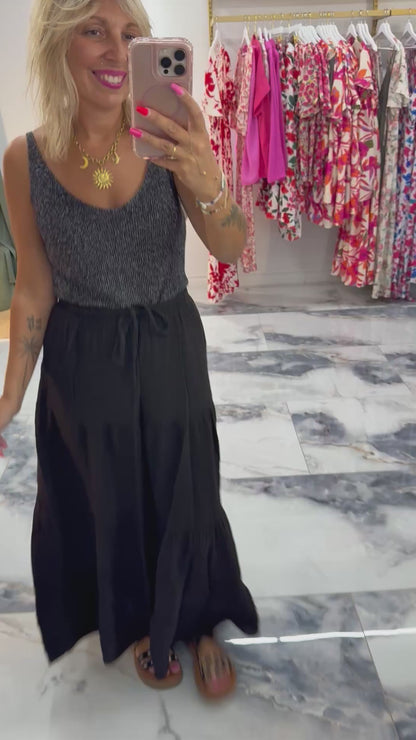 Jupe GARANCE gaze de coton noir