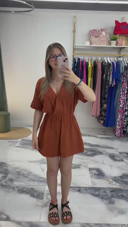 Combishort SANDY gaze de coton terracota